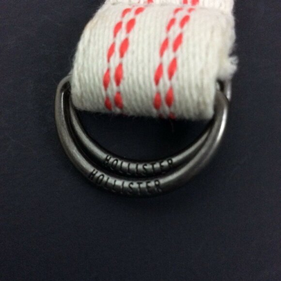 Hollister Belt Size XS D Rings Webbed Cotton Cream Orange Striped Nautical - Picture 3 of 4
